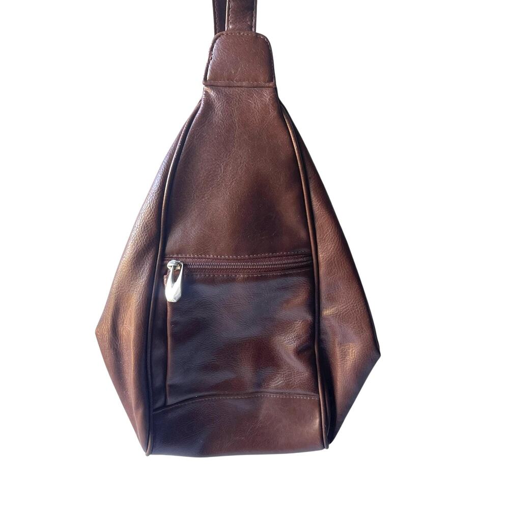 Vintage Brown Leather Duffel Purse Bag: 70s, 80s